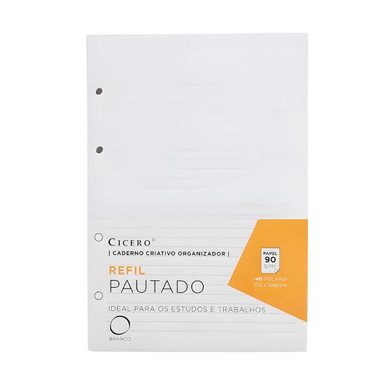 Imagem de Refil Caderno Cicero Argolado Offset 90g 17x24 Pautado 40 Folhas