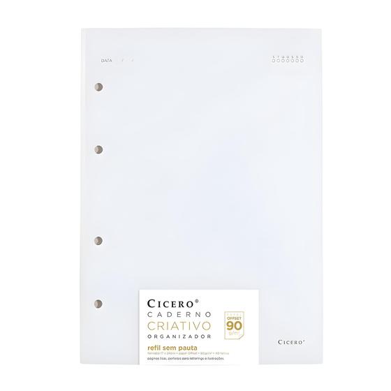 Imagem de Refil Caderno Criativo Argolado Cicero Offset 90g sem Pauta 17x24
