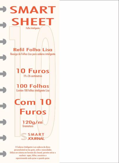 Imagem de Refil Caderno Inteligente 120g 100 FLS Branco Liso 10 Furos