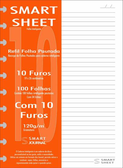 Imagem de Refil Caderno Inteligente 120g 100 Folhas Pautado 10 Furos