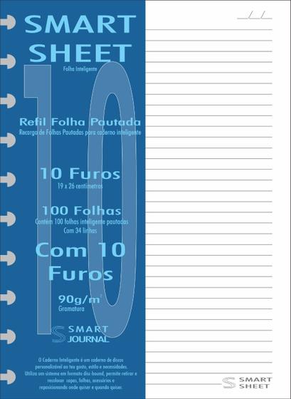 Imagem de Refil Caderno Inteligente 90g 100 Folhas Pautado 10 Furos