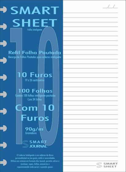 Imagem de Refil Caderno Inteligente 90G 100 Folhas Pautado 10 Furos