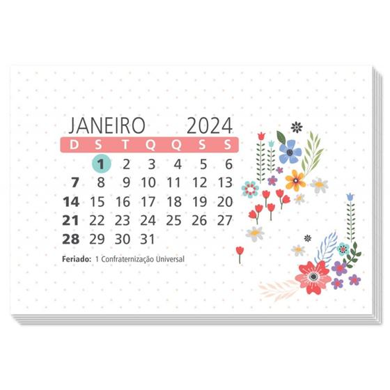 Imagem de Refil calendario de mesa finaideia colorido 2024