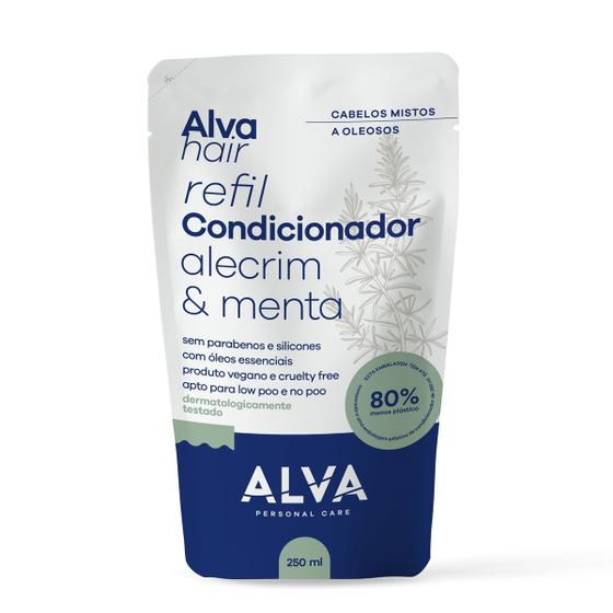 Imagem de Refil condicionador Alecrim e Menta Alva 250ml: cabelos mistos a oleosos