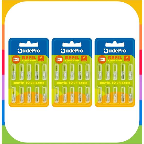 Imagem de Refil Cônico Extra Fino para Escova Interdental JADEPRO - KIT 3 cartelas (total 30 uni)