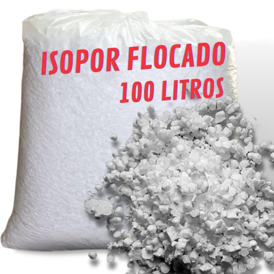 Imagem de Refil de Isopor Flocado 100 litros para Enchimento de Puffs Almofadas Bichos de Pelúcia Artesanato Mistura na Fórmula de