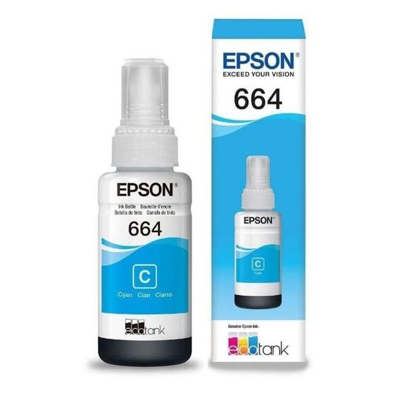 Imagem de Refil De Tinta Original 664 Ciano 70 ML Para Epson L110 200 210 220 355 365 375 380 395 455 555 565 575