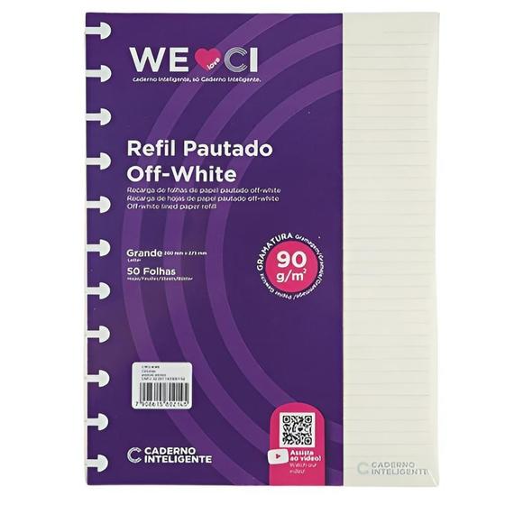 Imagem de Refil Folha Pautada Off White Caderno Inteligente Grande 90g