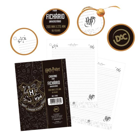 Imagem de Refil Folhas P/Fichário Univ. Harry Potter 96fls - Kit com 3