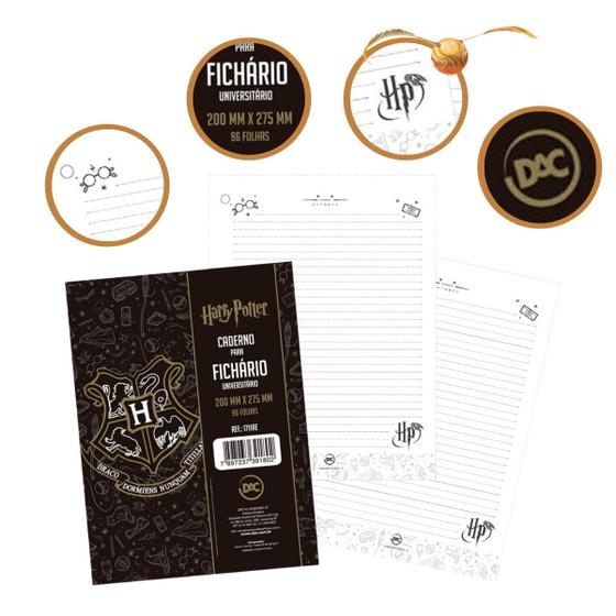 Imagem de Refil Folhas p Fichário Univ. Harry Potter 96fls - Kit com 5