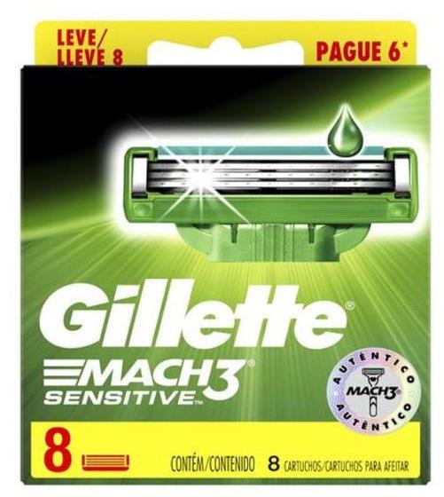 Imagem de Refil Gillette Mach3 Sensitive Com 08 Cartuchos