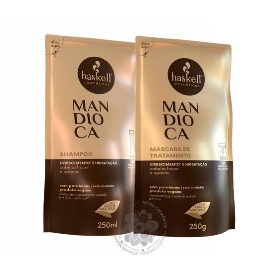 Imagem de Refil Haskell Mandioca 250ml Kit Shampoo Máscara