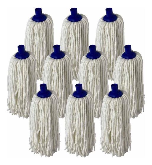 Imagem de Refil Mop Esfregão Úmido Rosca Universal Algodão Kit Com 10