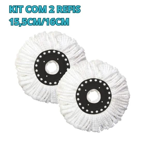 Imagem de Refil Mop Giratório Esfregão de Microfibra para Mop 12L com Encaixe 15,5cm Kit com 1, 2, 3 ou 5 Unidades