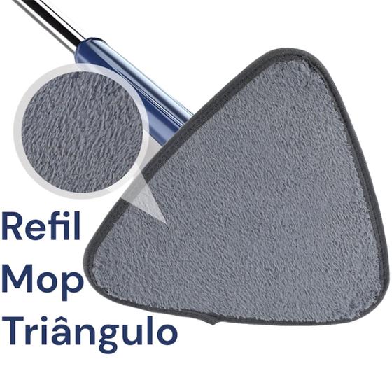 Imagem de Refil Mop Triangular 360 Rodo Giratório Lava Seca Com Extrusão Microfibra Limpeza de Piso Cozinha