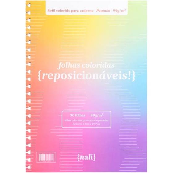 Imagem de Refil p/ Caderno Nalí A4 Degrade Pautado 30 Fls