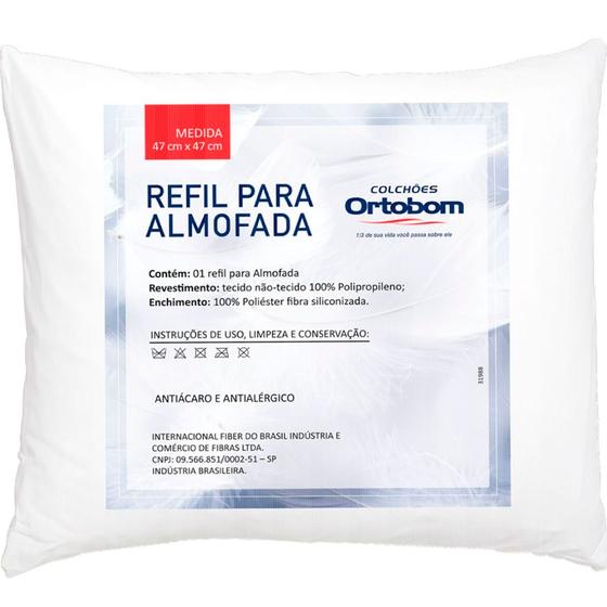 Imagem de Refil para Almofada Branco Avulso 45cm x 45cm - Fibra Siliconizada