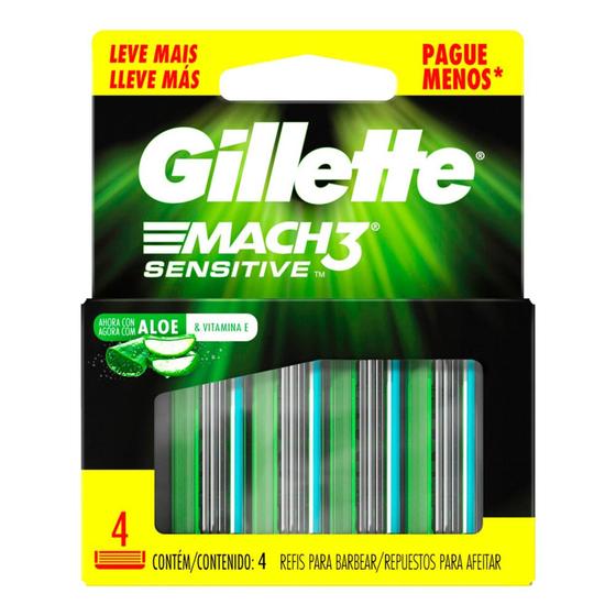 Imagem de Refil para Aparelho de Barbear Gillette Mach 3 Sensitive 4 Unidade