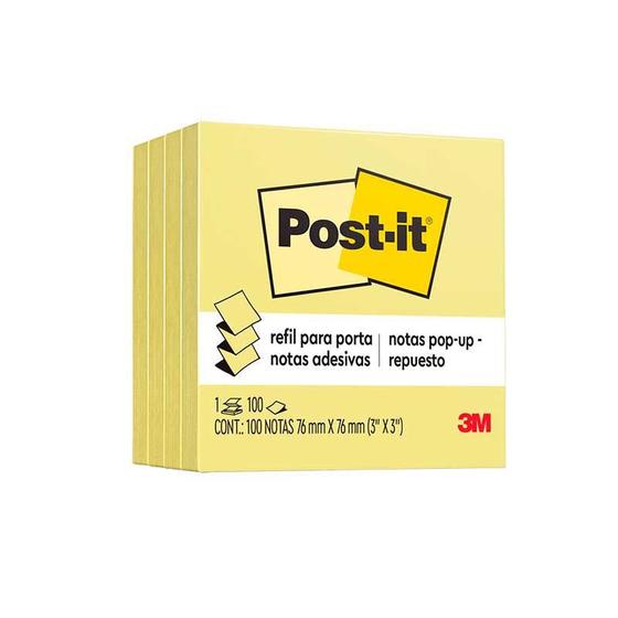 Imagem de Refil para porta bloco adesivo 3M 76X76mm amarelo 400fls 