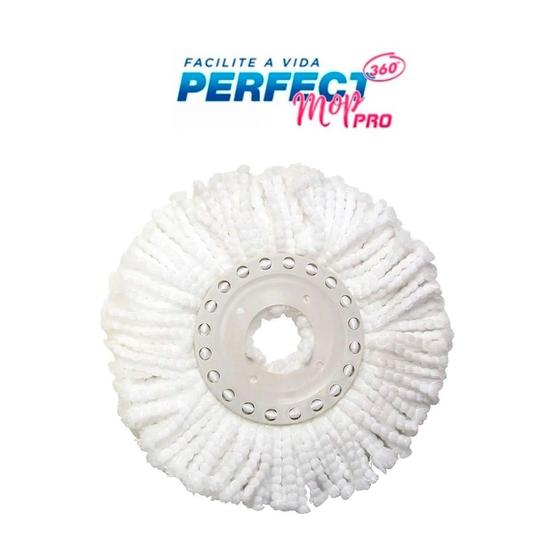 Imagem de Refil Perfect Pro De Microfibra Luxo 16Cm Diâmetro Mop Giratório 360 Limpeza Esfregão  972231