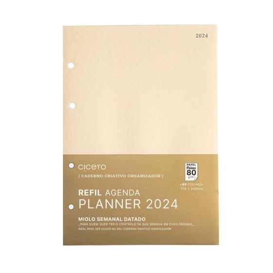 Imagem de Refil Pólen CICERO Agenda Planner 2024 Semanal Argolado 17 x 24cm