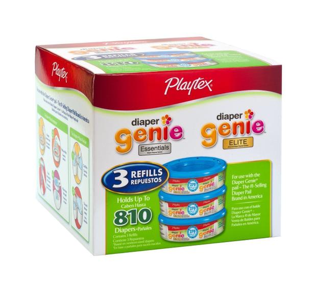 Imagem de Refis de Fraldas Genie Playtex - 810 Unidades (3 Pacotes com 270ml cada)