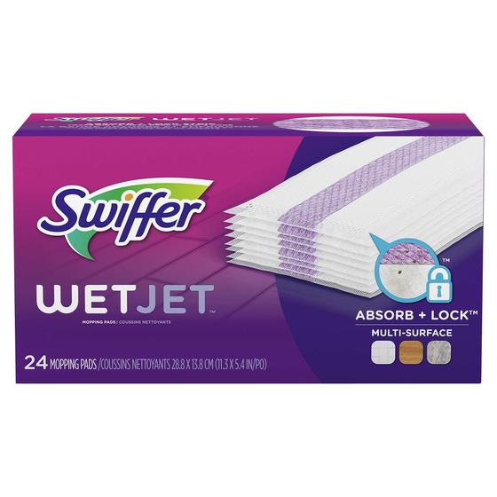 Imagem de Refis para Mop Limpador de Piso de Madeira Dura Swiffer WetJet - Pacote com 24