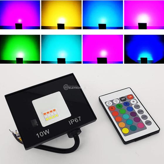 Imagem de Refletor 10w Rgb 12 Leds Holofote Decoração De Parede Exterior Super Forte 61351