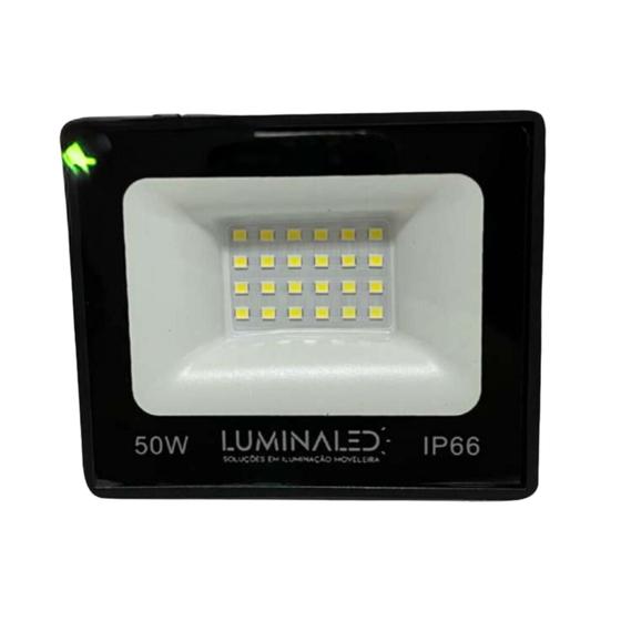 Imagem de Refletor 50w Fria Holofote Prova D'água Carcaça Preto Ip 66 Controle de Inclinação 6500k