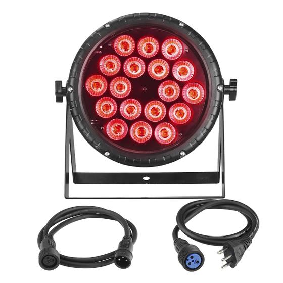 Imagem de Refletor Canhao Led Par 64 Rgbwa+uv 18 Leds 18w Prova D'agua 110v/220v