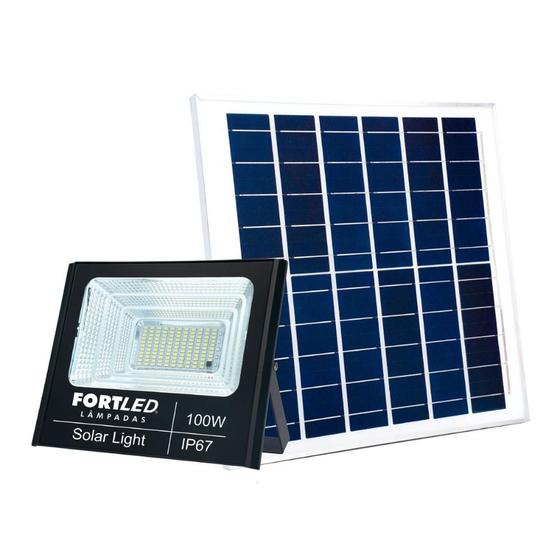 Refletor com Painel Solar 100W Fortled Menor preço em Refletor com Painel Solar 100W Fortled