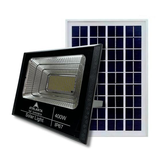 Imagem de Refletor De Led 400W Solar Completo Placa Solar Controle IP66