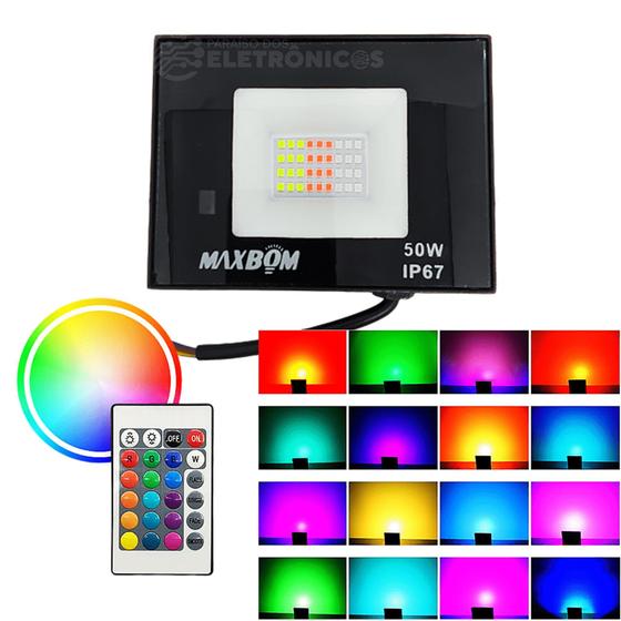 Imagem de Refletor Holofote 50w Rgb 16 Lindas Cores Decoração Para Salões De Festas Com Controle 609713