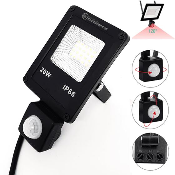 Imagem de Refletor Holofote Super Led Com Sensor De Presença 120 Graus LED20W