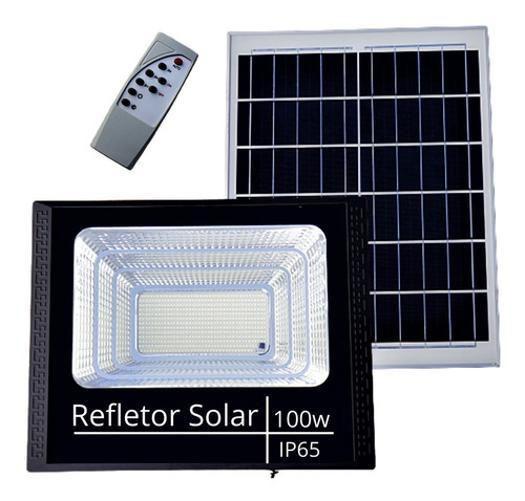 Imagem de Refletor Holofote Ultra Led 100W Com Controle E Placa Solar