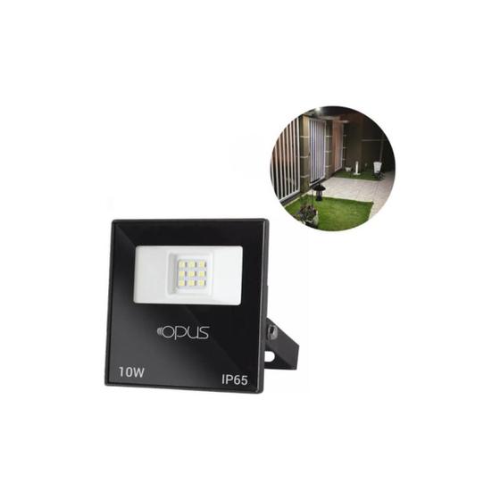 Imagem de Refletor Led 10w 6500k Ip65 A Prova D'agua Bivolt Preto Opus