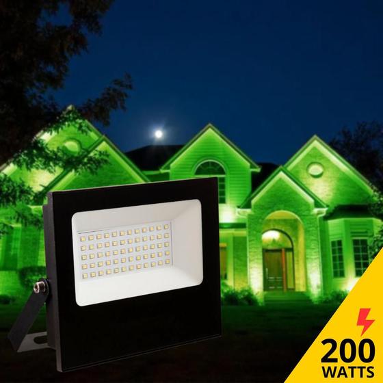 Refletor Led 200w Bivolt Smd Ip67 Resistente A água Luz Iluminação Externa Jardim Branco Frio 8681