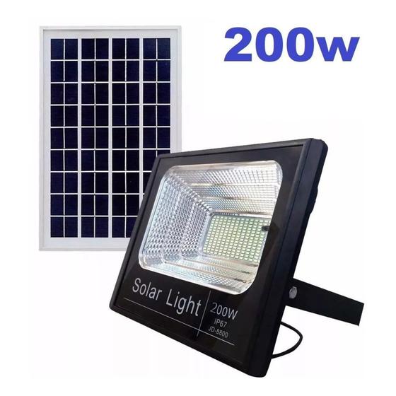 Imagem de Refletor Led 200w Ip66 + Painel Solar Com Controle Remoto