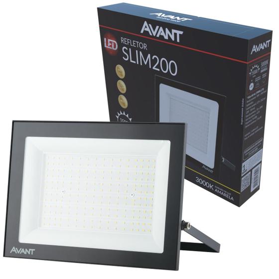 Imagem de Refletor Led 200w Slim Branco Quente 3000K Luz Amarela IP66