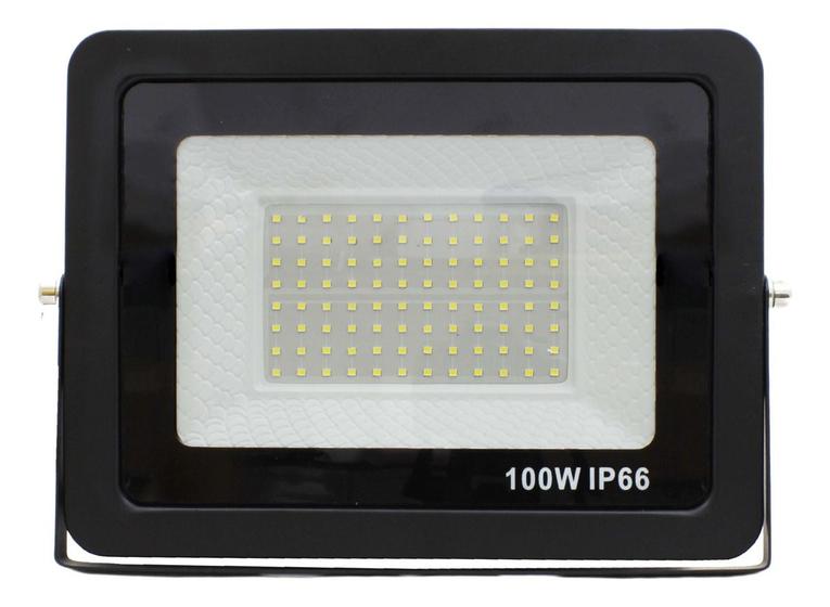 Imagem de Refletor LED Branco Holofote Bivolt 100W 6500K Alta Luminosidade 96 Leds