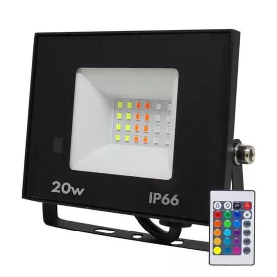 Imagem de Refletor Led Holofote 20w Bivolt Rgb Colorido Com Controle