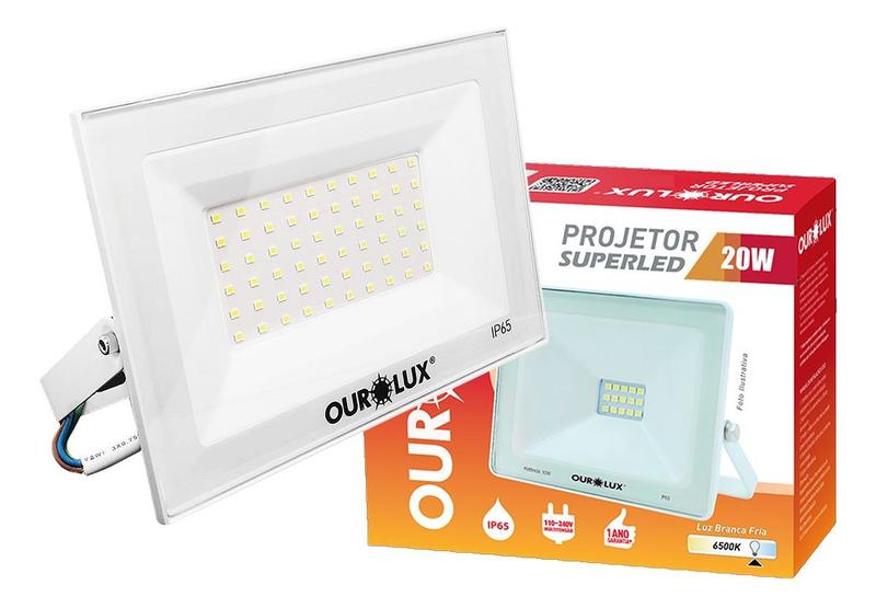 Imagem de Refletor Led Pro Branco 20W Bivolt Branco Frio 6500K