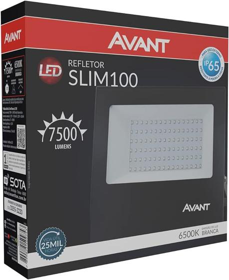 Imagem de Refletor LED Slim 100w IP65 6500k Branco Frio - Avant