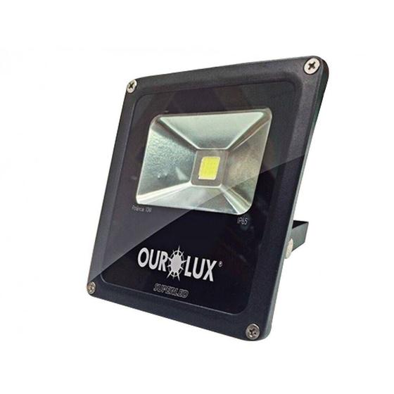 Imagem de Refletor LED Slim 100W Ourolux Bivolt 6500K Preto