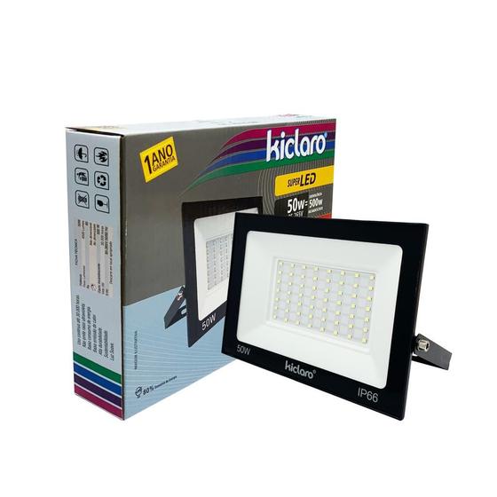 Imagem de Refletor Led Slim 50W Bivolt Alumínio 21X3X14CM Resistente Água  Kiclaro