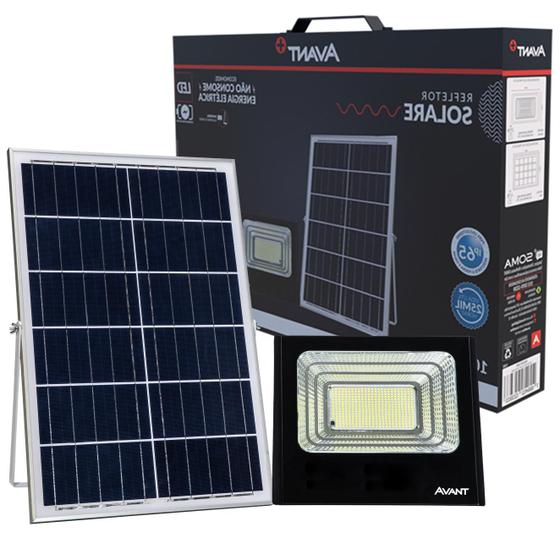 Imagem de Refletor Led Solar 100W Controle Remoto Branco Frio 6500K IP65