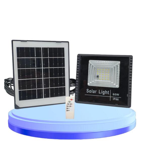 Imagem de Refletor Led Solar 60w Holofote Prova D'água Com Controlador IP66 Branco Frio