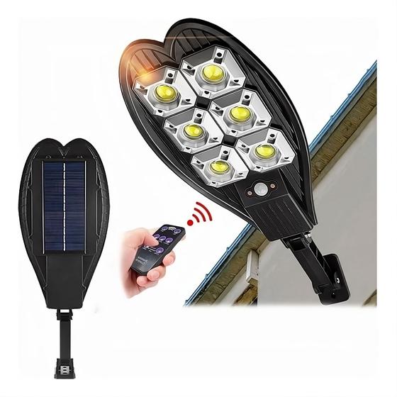 Imagem de Refletor LED Solar 70W Prova Dágua 3 Modos Iluminação Externa Sensor de Movimento Controle Remoto