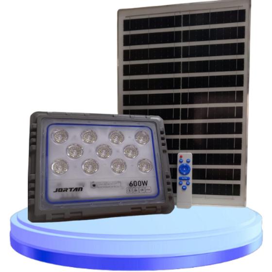 Imagem de Refletor Led Solar Holofote 600W Com Placa Bateria Prova Dágua  IP66 Frio Aluminio-JORTAN