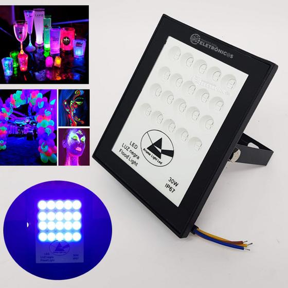 Imagem de Refletor Luz Negra UV profissional Super LED 30W Efeito Neon Para Festa Bivolt YE30010